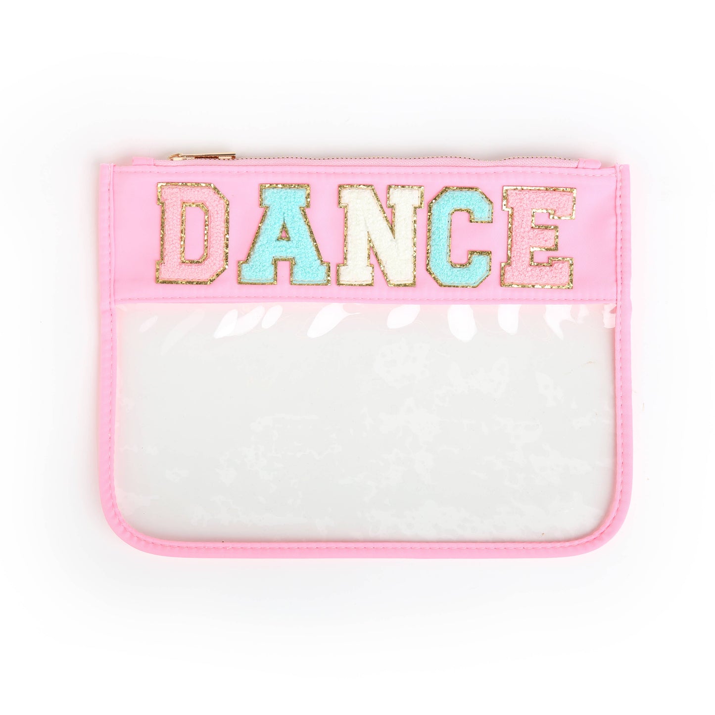 Varsity Letter Patch Clear Zippered Pouch Bag - DANCE