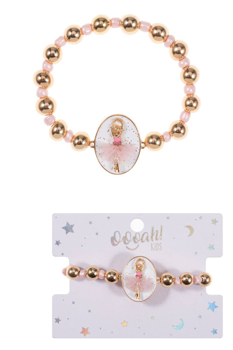 Oval Shaped Ballerina Kids Stretch Bracelet