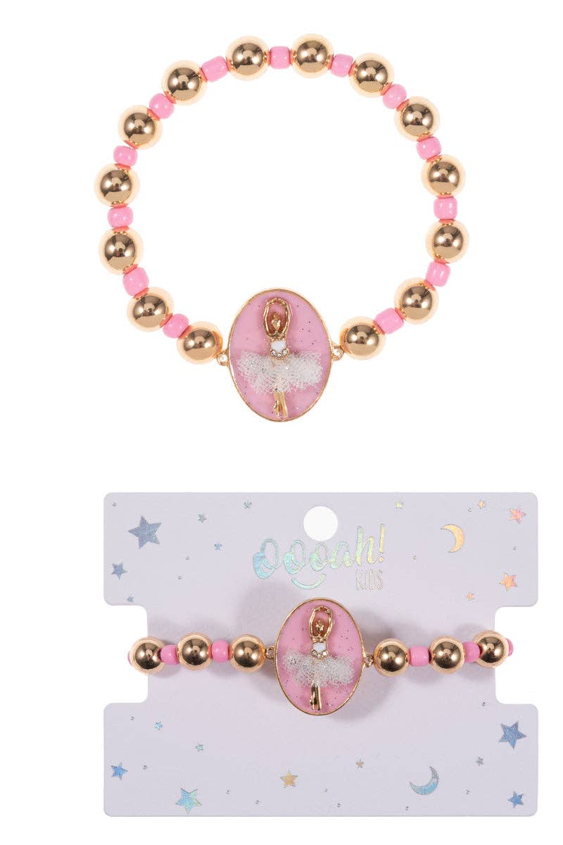 Oval Shaped Ballerina Kids Stretch Bracelet