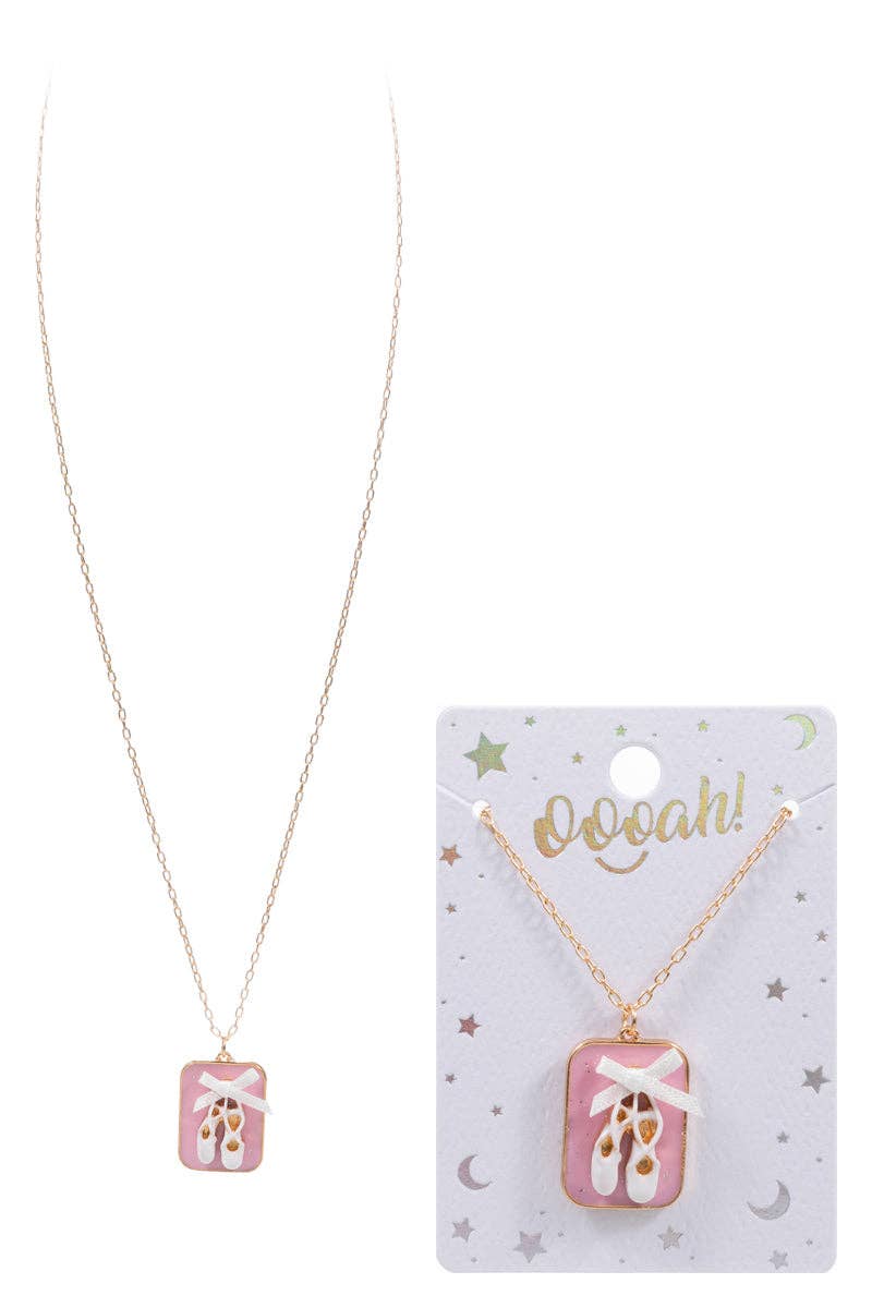 Retangular Ballerina Charm Kids Short Necklace
