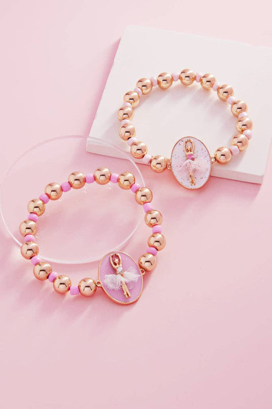 Oval Shaped Ballerina Kids Stretch Bracelet