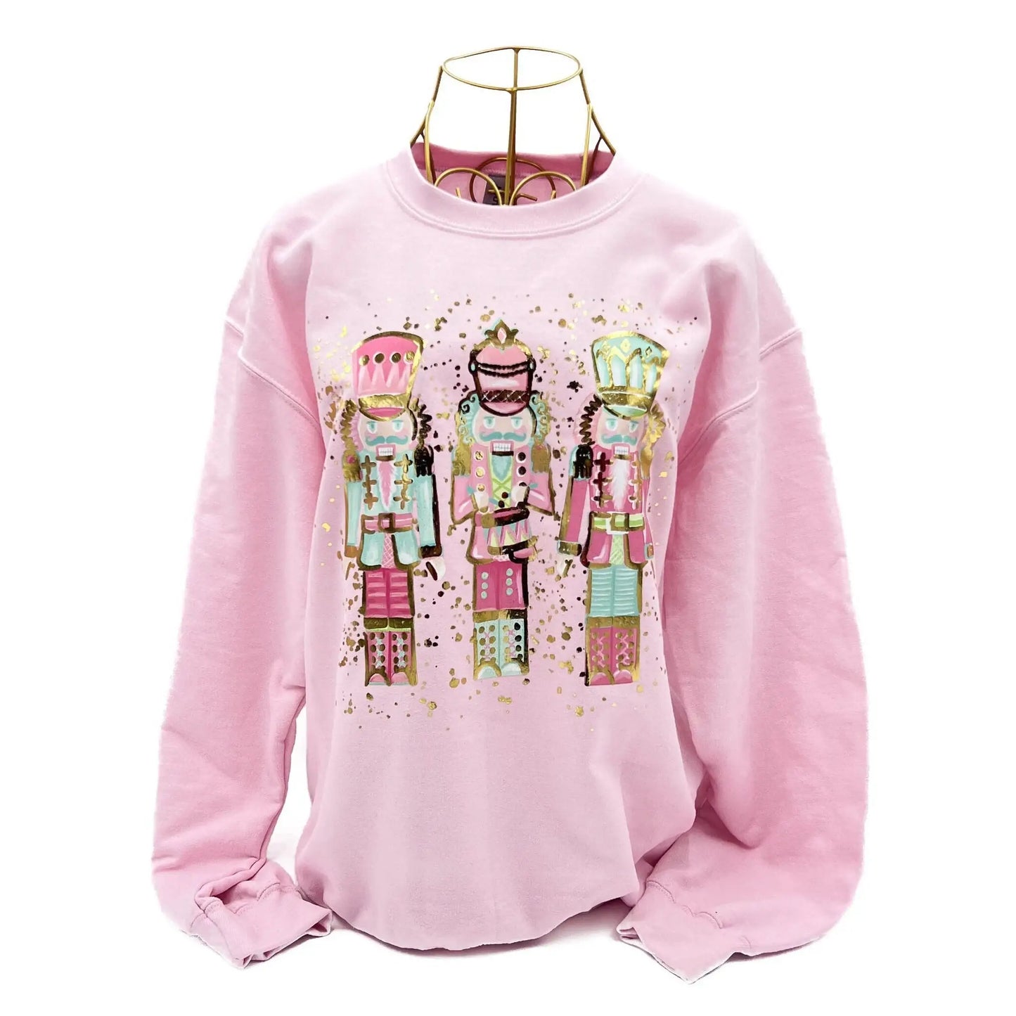 Gold Foil Pink and Mint Nutcrackers Sweatshirt