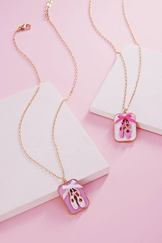 Retangular Ballerina Charm Kids Short Necklace